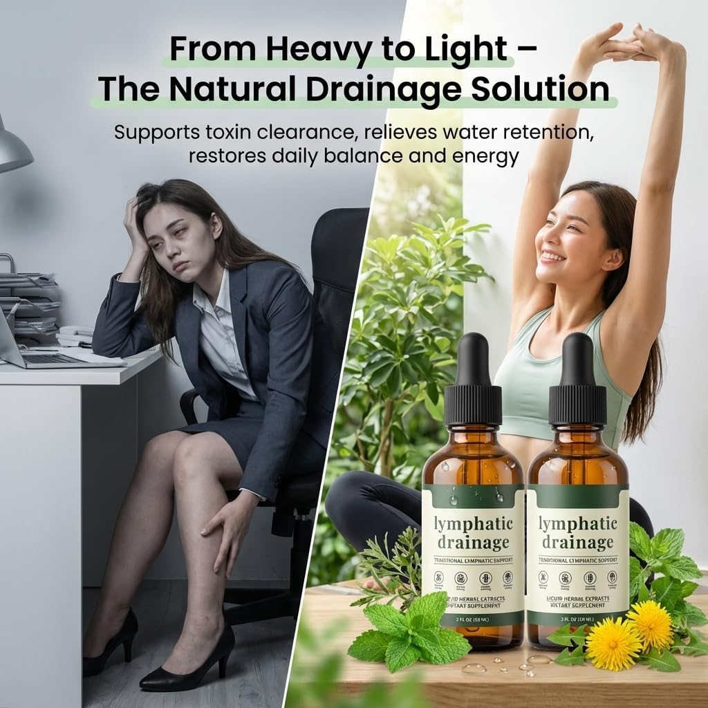 Lymphatic Drainage Drops -2 Pack Organic Lymphatic Drainage Supplement, Reduces Swelling, Boosts Immunity Vitality,Enhance Clarity, Portable Dropper Design, 2 Fl Oz