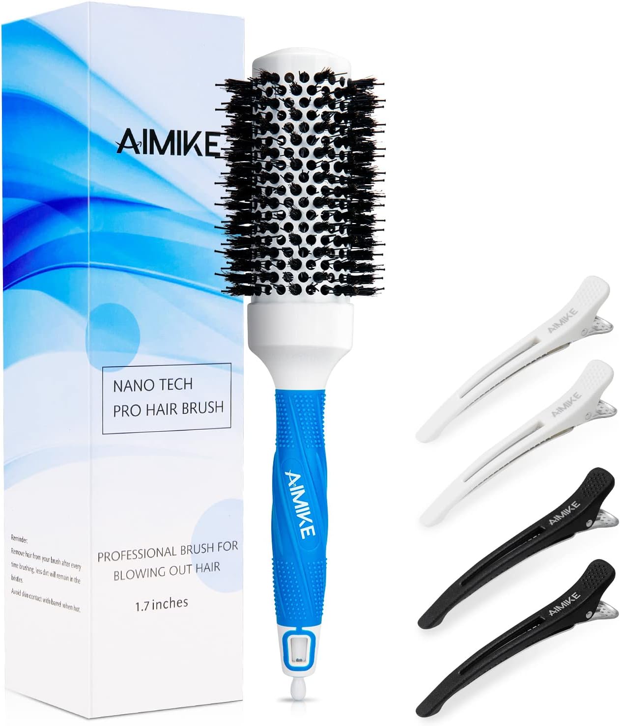 AIMIKE Round Brush for Women Blow Drying, Large Nano Thermal Ceramic Ionic Hair Brush with Boar Bristles, Round Barrel Brush for Styling | Upgraded Version (2.9" & Barrel 1.7")