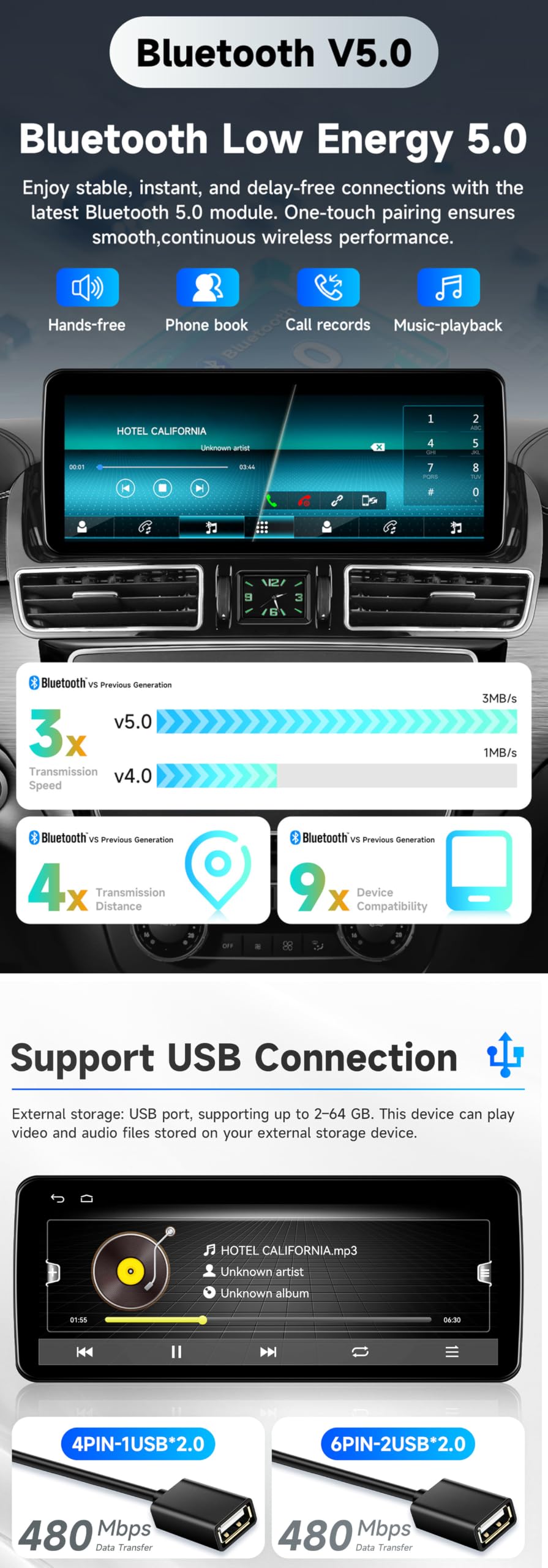 CarPlay Android Auto per B-enz ML GL GLE GLS W166 X166 2015-2019 Stereo