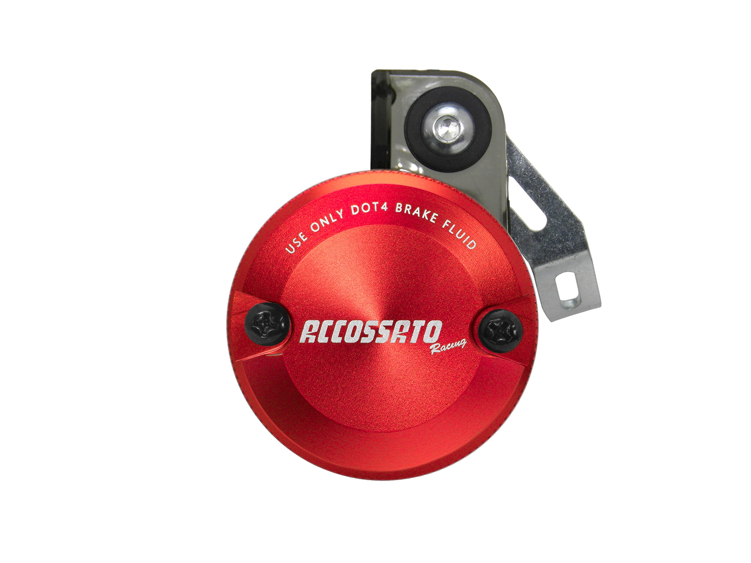 ACCOSSATO Kit di Montaggio vaschetta Olio Freni da 45 ml in plastica fumè con Tappo in Alluminio CNC ossidato Rosso e Staffa specifica per Pompe