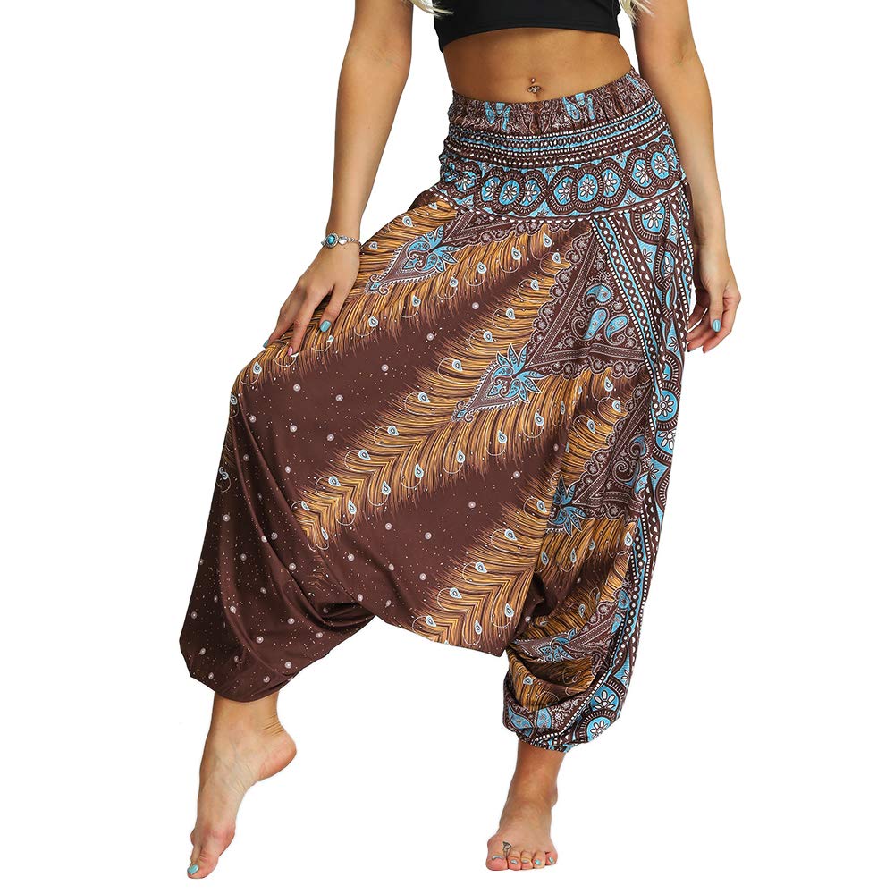 Nuofengkudu Mujer Pantalones Hippies Baggy Yoga Pants Playa