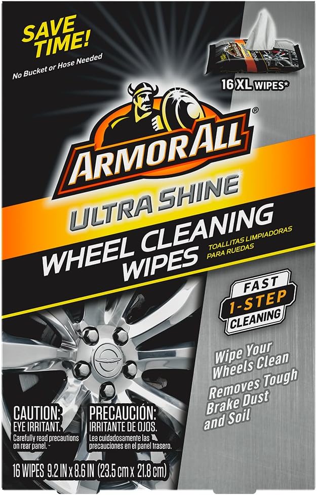 Armor All Car Wheels Cleaner Wipes - Cleaning for Cars & Truck & Motorcycle, 16 Count, 18509