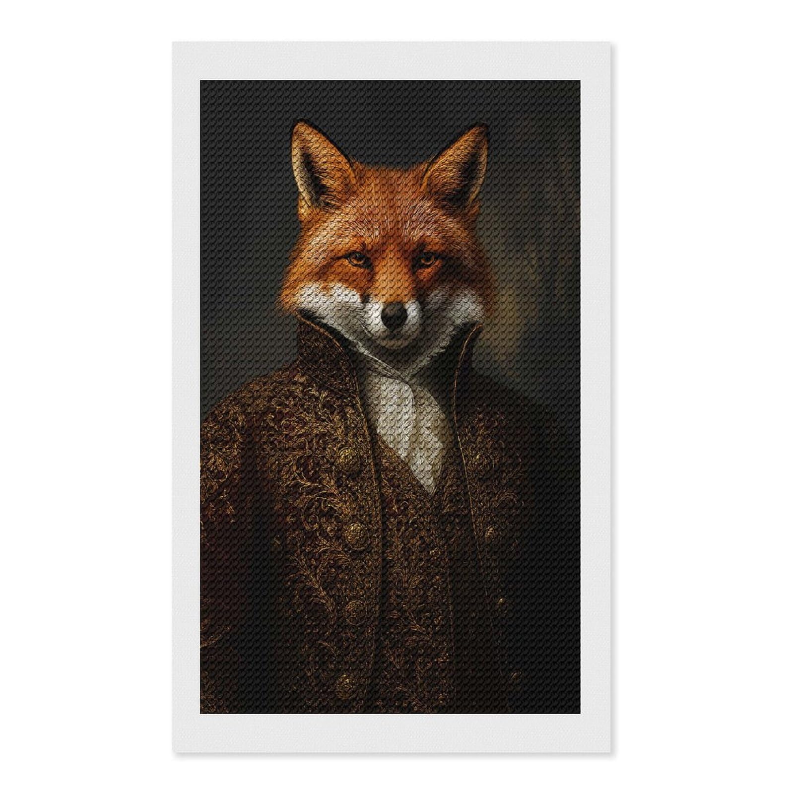 Junmoney Fox Gentleman Fox in Victorian Diamond Art Canvas 12"x20", Full Kit Included, Bedroom Decor, for Beginners, Thoughtful Handmade Gift