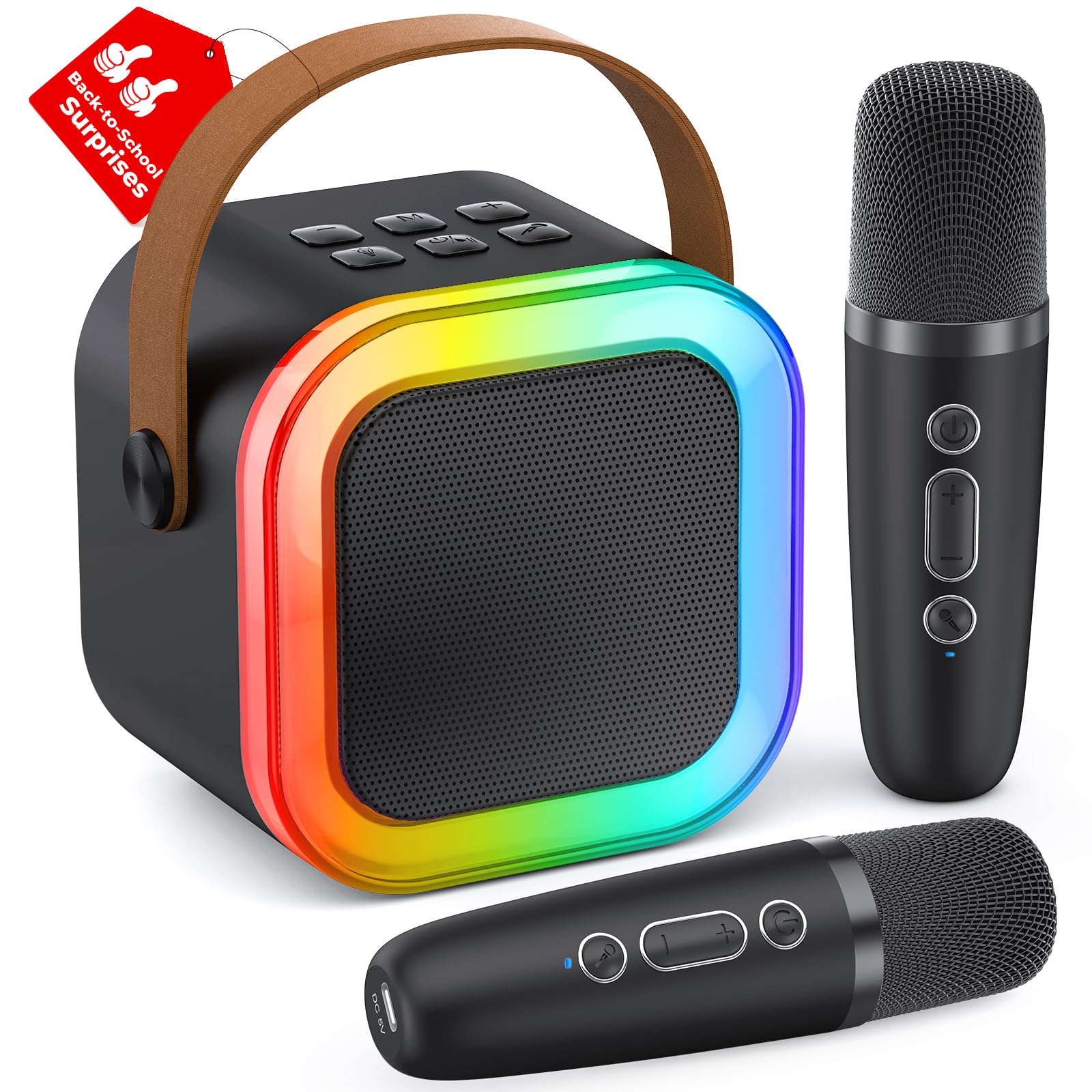 Karaoke Maschine Kinder, Geschenk für Mädchen 3-12 Jahre, Karaoke Kinder Spielzeug ab 3-12 Jahre Mädchen, Karaoke Maschine mit 2 Karaoke Mikrofon Kinder