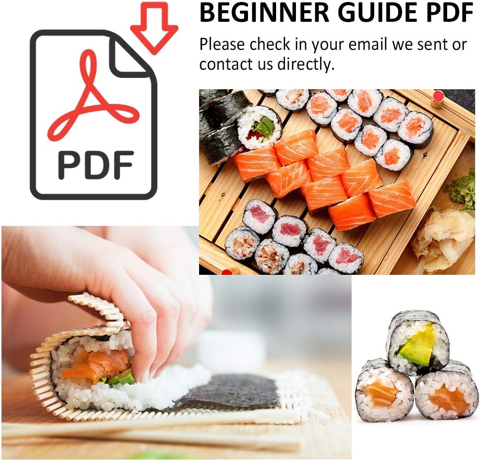 Sushi Making Kit Including 2 Sushi Rolling Mats, 5 Pairs of Chopsticks, Paddle, Spreader, Sauce Dish, Rice Making Tool, Beginner Guide, Bamboo Sushi Roller Kit
