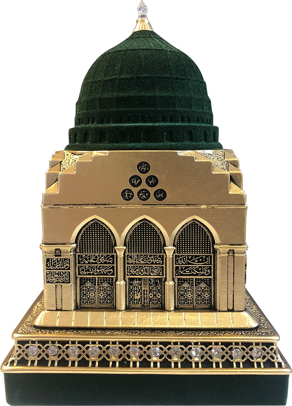 LaModaHome Velvet Coated Masjid Nabawi Islamic Table Decor Gold Color for Home