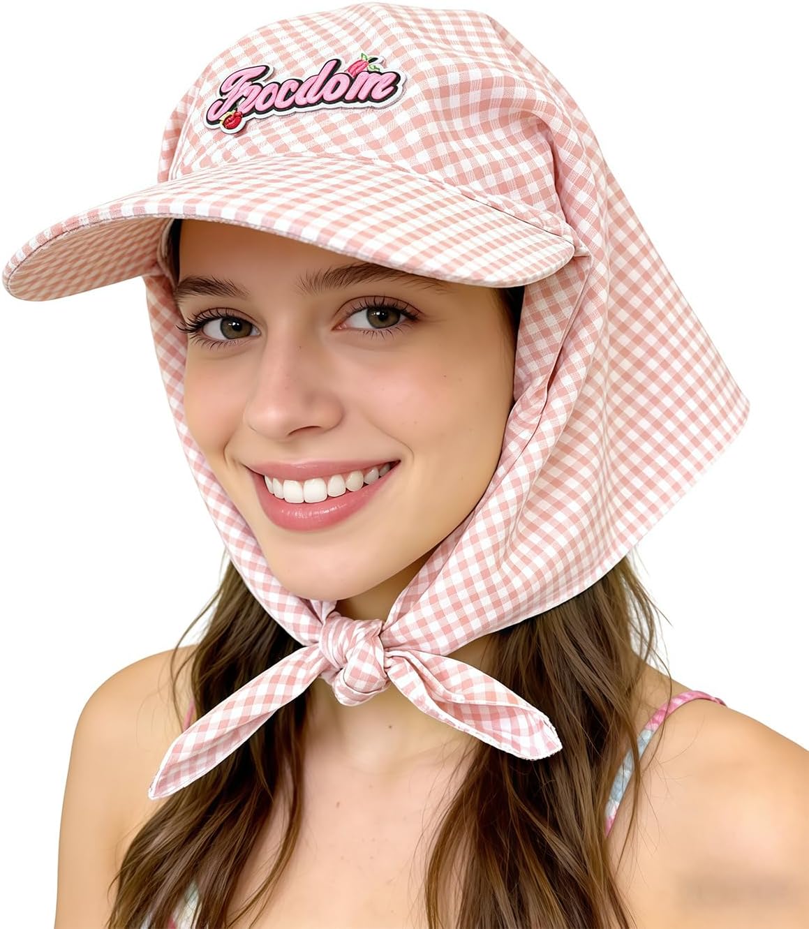 Women's Fashion Plaid Bandana Baseball Cap Embroidered Sun Protection Headscarf Outdoor Beach Sun Visor Hat Y2K Headwears