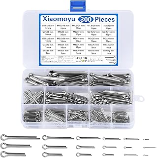 300 Pcs Stainless Steel Cotter Pins Assortment, Split Pins, assorted Clip Key Fastener Fitting Panel Pin Kit for Automotive, Mechanics, Car Garage, Workshop, with a Storage Box