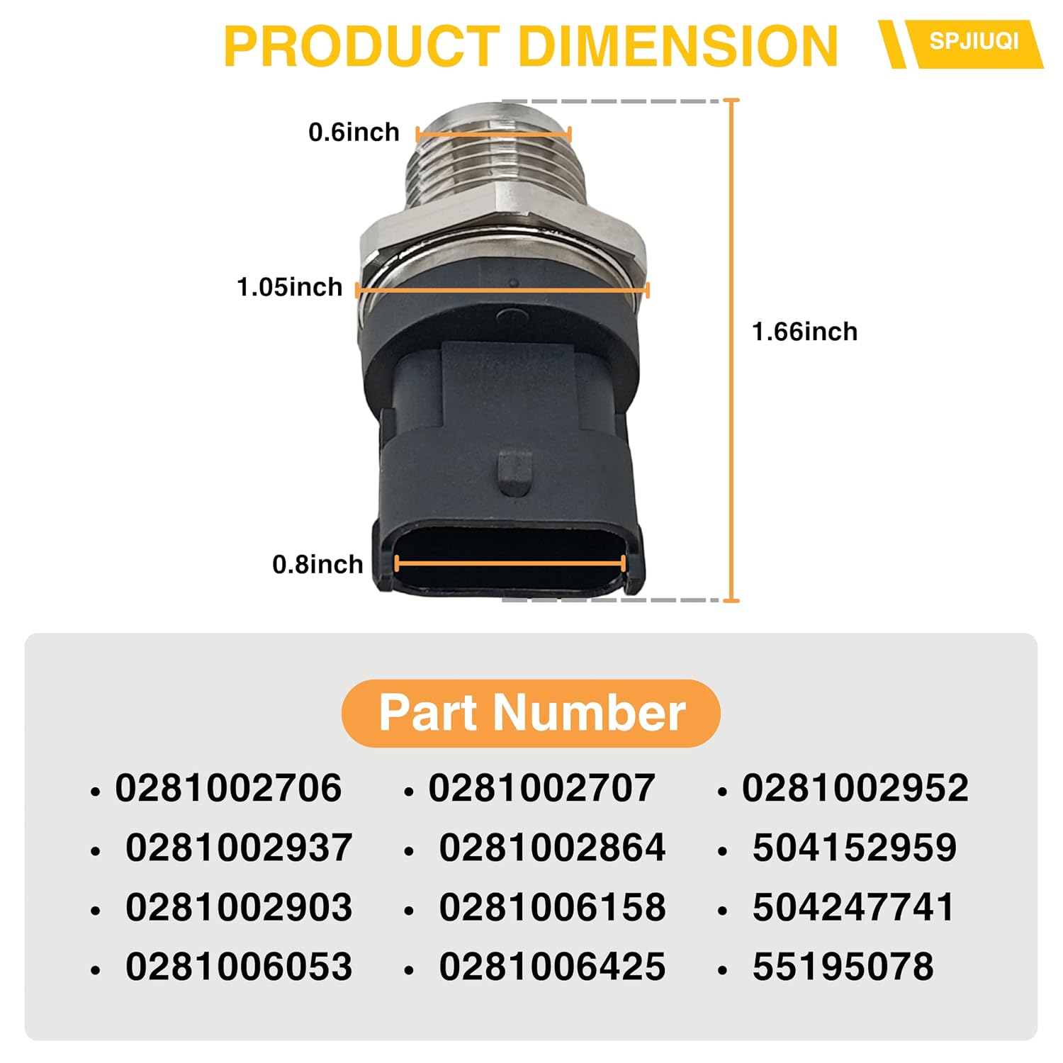 0281002706 Fuel Rail Pressure Sensor for Chevrolet Silverado 2500