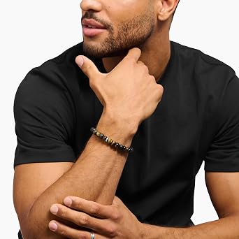 Thomas Sabo Stretch-Armband Obsidian und Tigerauge Beads Armband Gravur