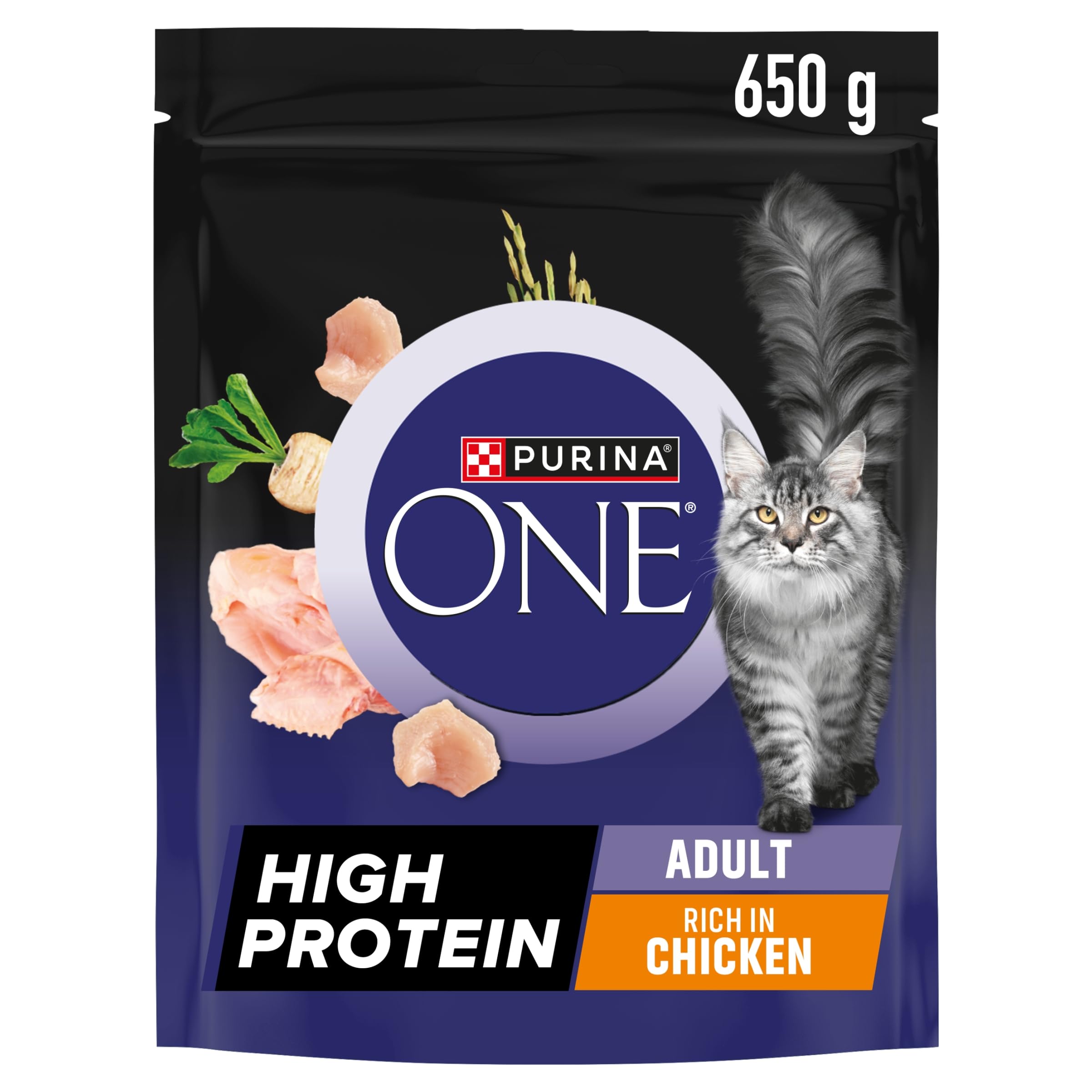 PURINA ONE High Protein Chicken Dry Cat Food 650g (pack of 4)
