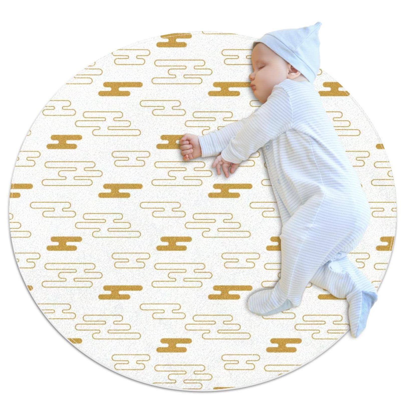 Tapis de salle de bain motif nuage de style chinois finitions soignées tapis rond 1m