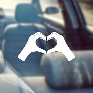Heart Hands - Cute Motivational Car Vinyl Decal Bumper Sticker for Car, Wall, Window, Vehicle, Weather Resistant, Inspirational, Good Energy, Manifestation