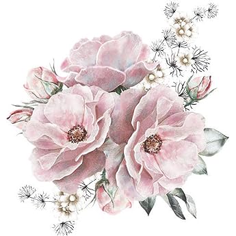 Colexy Wall Sticker Large Flowers Wall Sticker Delicate Pink Pink Wall Sticker Peony Flowers Waterproof Wall Sticker Peony Vintage Wall Sticker Wall Decoration for Living Room Bedroom 44 x 42 cm A