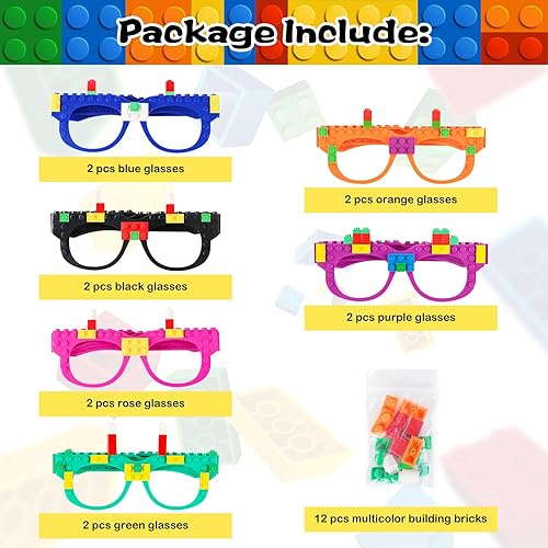 Miniatura 6 de Hxezoc 12 piezas de ladrillos de construcción DIY gafas bloques de construcción juegos para niños Bloque de construcción creativo suministros de