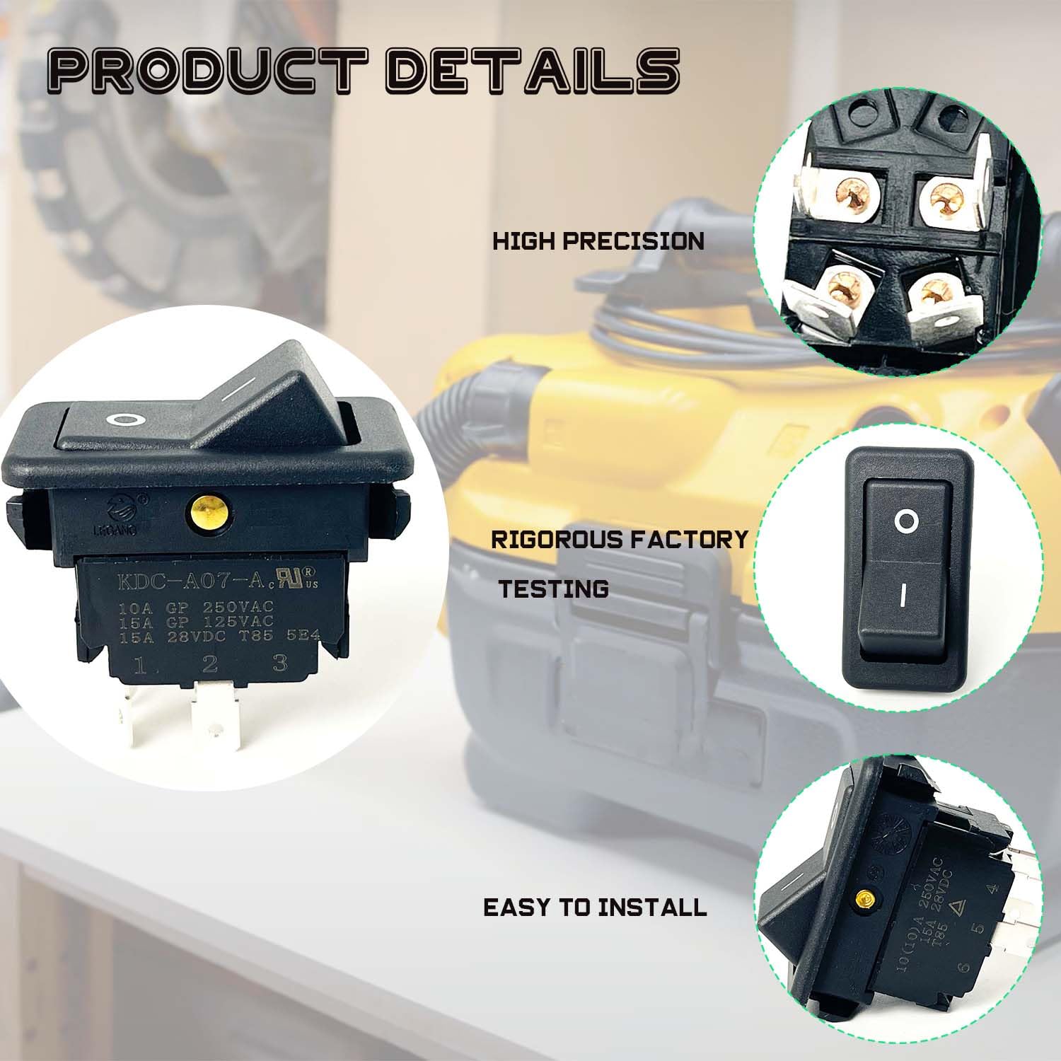 5140058-09 Vacuum Switch Compatible with DeWalt Vacuum DCV580 DCV581H DC500 DC500K DC020