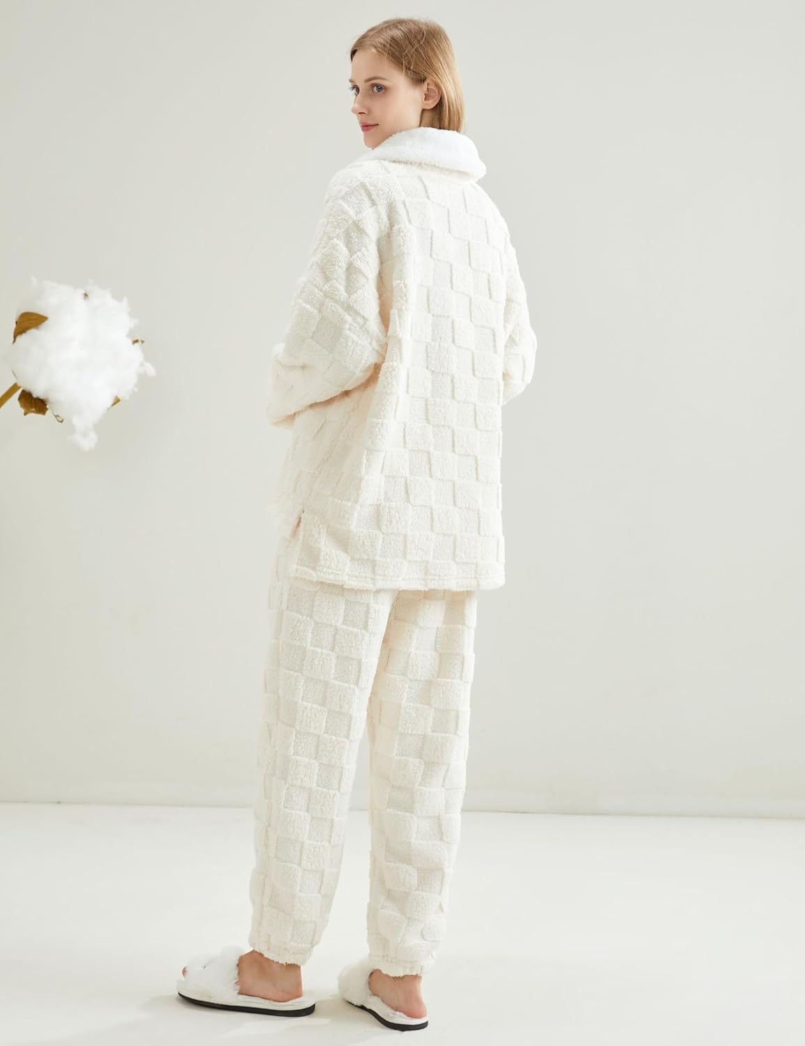 Sherpa Fleece Pajama Set for Women Thick Fuzzy 2-Piece Loungewear Cozy Winter Sleepwear & Homewear Set - Image 7