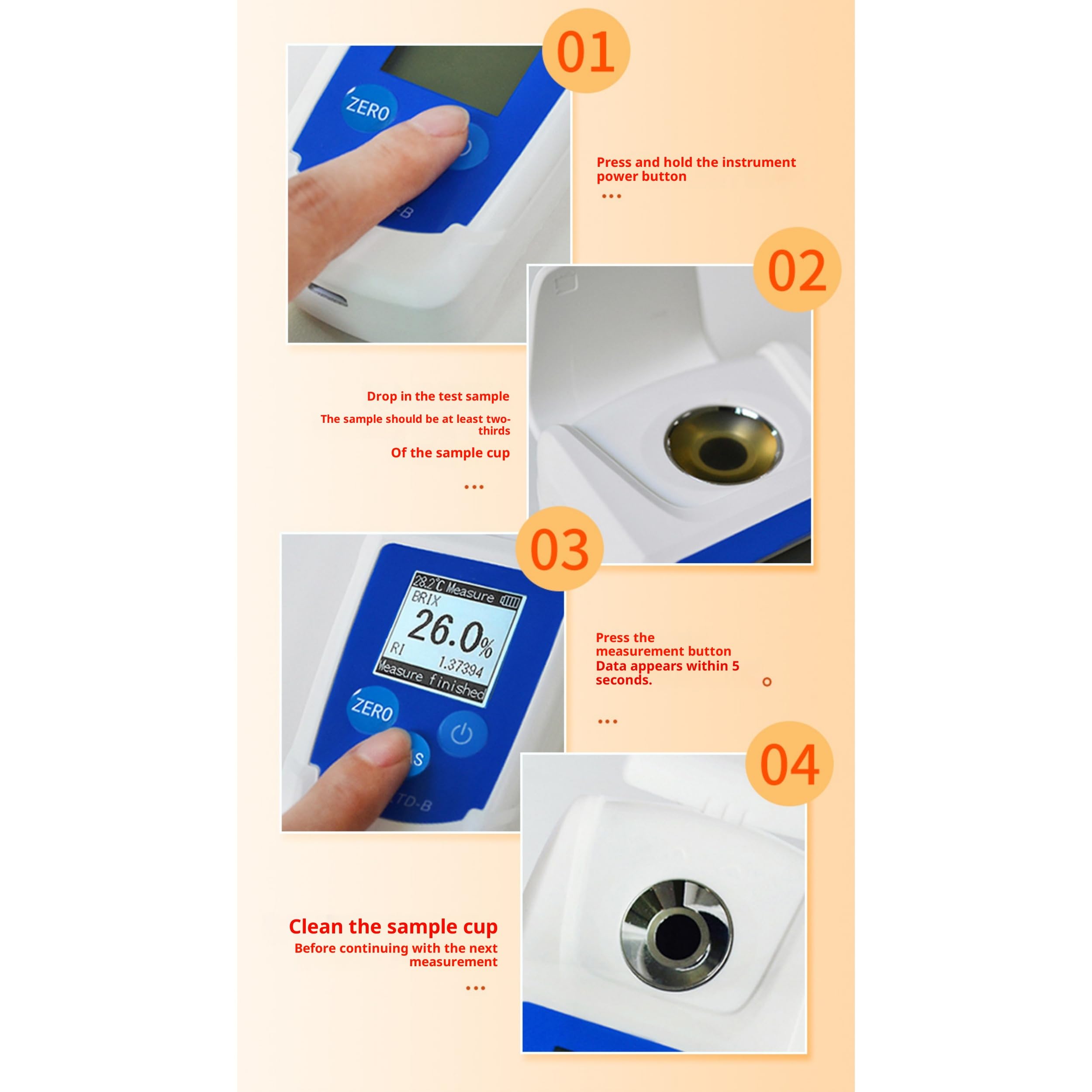 Medidor digital Brix (0-55.0% Brix) compensación de temperatura y pantalla de 3 datos, refractómetro LCD para agua, frutas, bebidas, contenido de azúcar