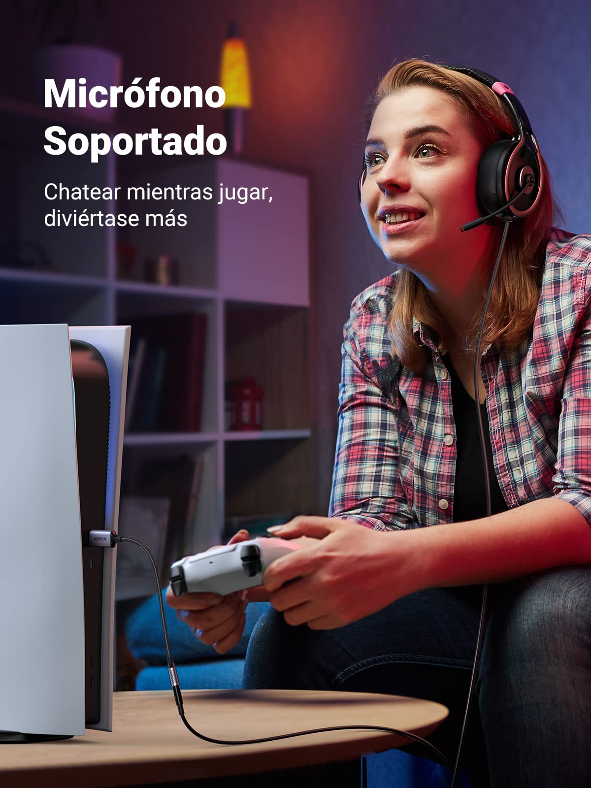 UGREEN Adaptador de Audio USB a Jack 3,5 mm Tarjeta de Sonido Externa Soporta 24bit 96KHz para Auriculares y Micrófono Compatible con PC Macbook Switch PS4/5 25CM