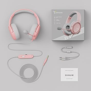 BINNUNE Gaming Headset with Mic for PS4 PS5 Xbox Series X|S Xbox 1 PC NS, Wired Gaming Headphones with Microphone for PS 4|5 Xbox1