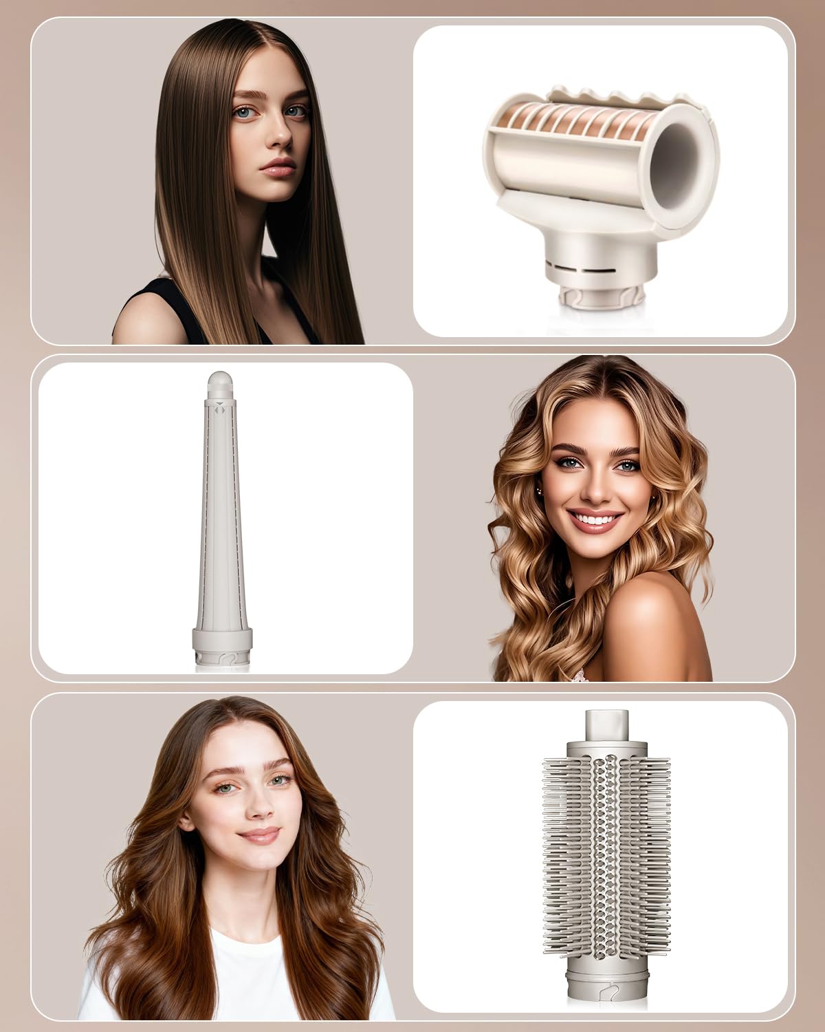Chuancheng Barriles rizadores largos 3 en 1 + accesorios de cepillo voluminizador redondo para Shark FlexStyle, accesorios de herramientas de acabado para alisar, cabello brillante, rizos voluminosos