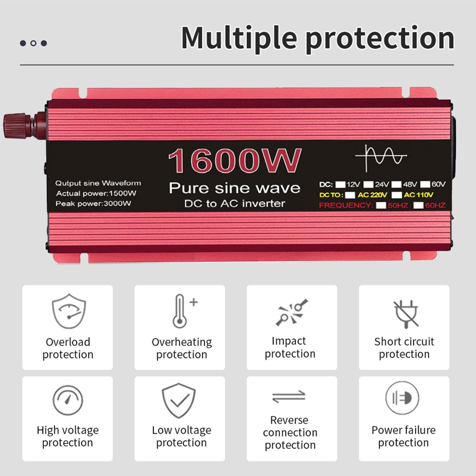 Inversor de Corriente,Adaptador convertidor de Coche Adaptador inversor de