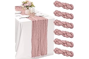 6 Pieces Dusty Pink Cheesecloth Table Runner