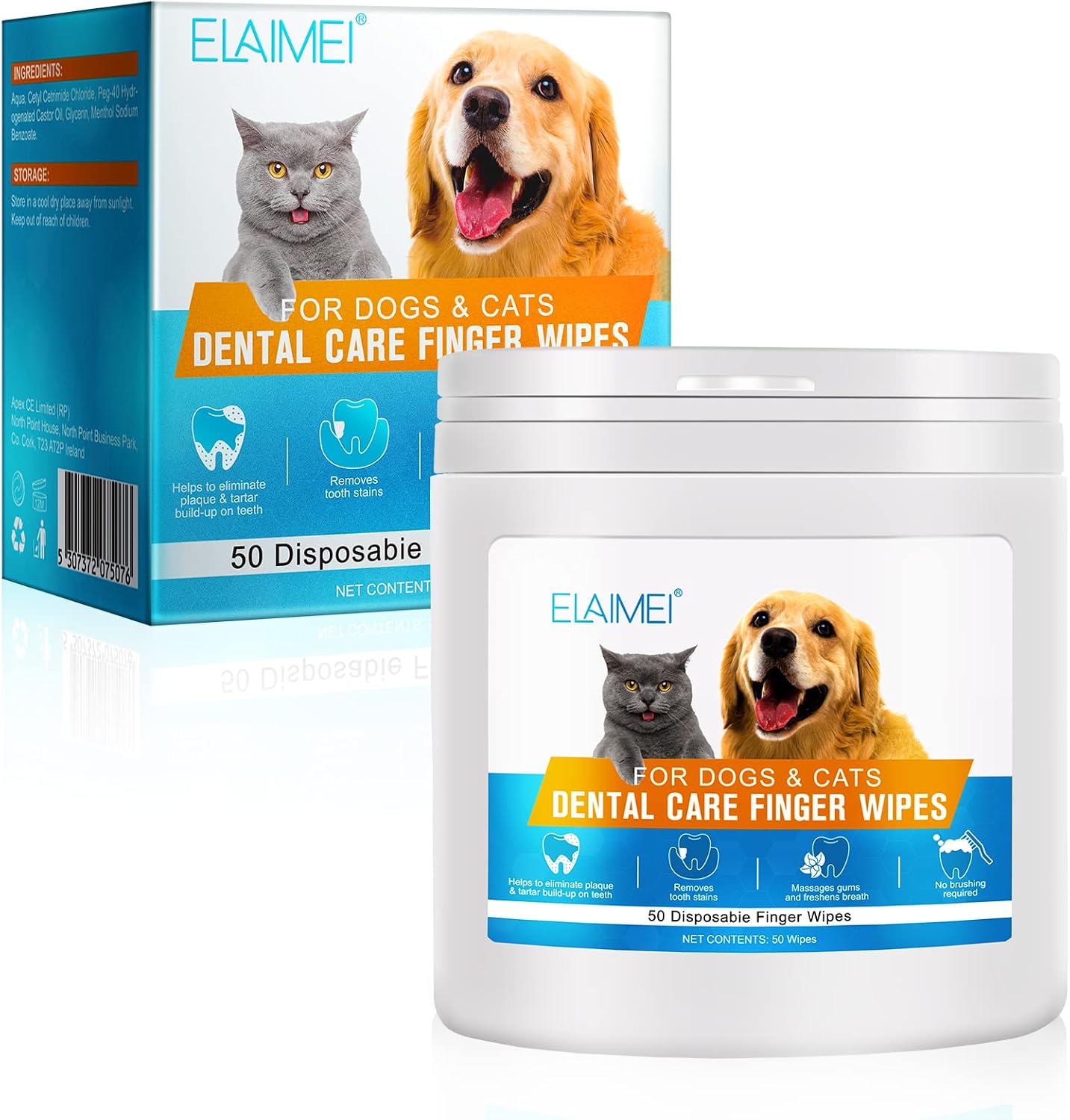 Teeth Cleaning Finger Wipes for Dogs, 50Pcs Dog Dental Care Wipes for Cats & Dogs, Pet Oral Cleansing Presoaked Teeth Wipes - No…