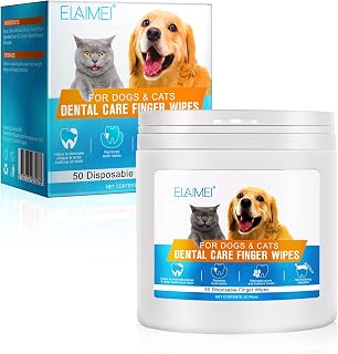 Teeth Cleaning Finger Wipes for Dogs, 50Pcs Dog Dental Care Wipes for Cats & Dogs, Pet Oral Cleansing Presoaked Teeth Wipes - No Brushing Fingers Wet Wipes for Freshen Breath, Reduce Plaque & Tartar
