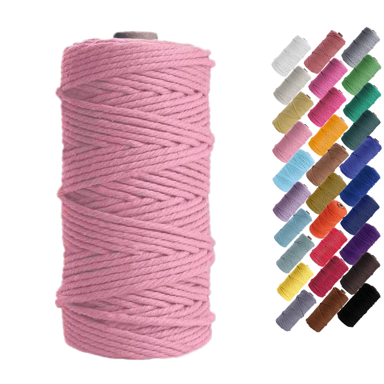 Binwat Macramé koord, dik natuurlijk katoenen koord, garen, macramé touw, katoenen touw voor wandkleden, plantenhangers, doe-het-zelf ambachten, woondecoraties, geschenkverpakking, 3 mm x 100 m