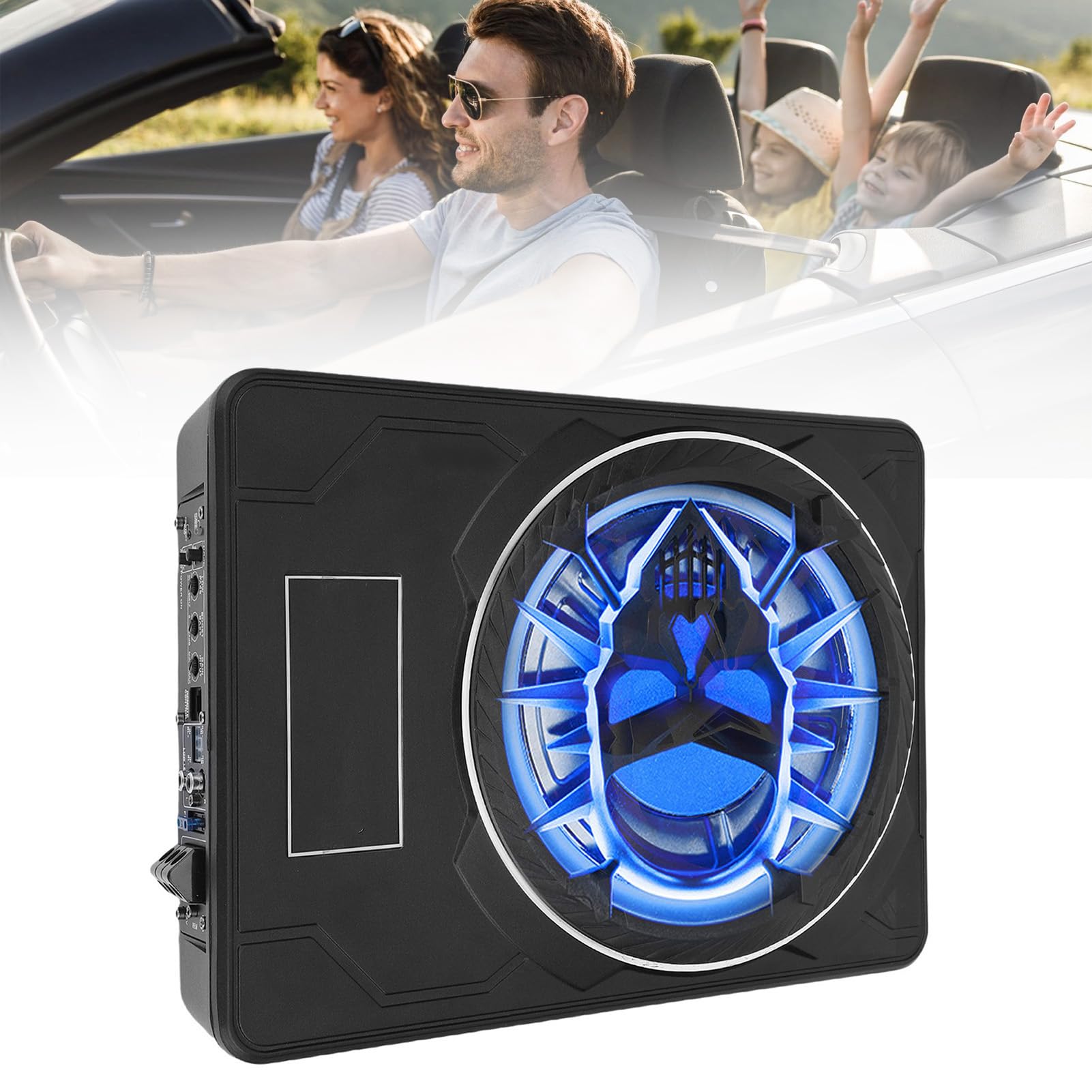 Sxhlseller Potente Subwoofer para Automóvil de 800 W, Delgado, Debajo del Asiento, con Amplificador Incorporado para Subwoofer Activo para Automóvil, de Sonido para (Blue)