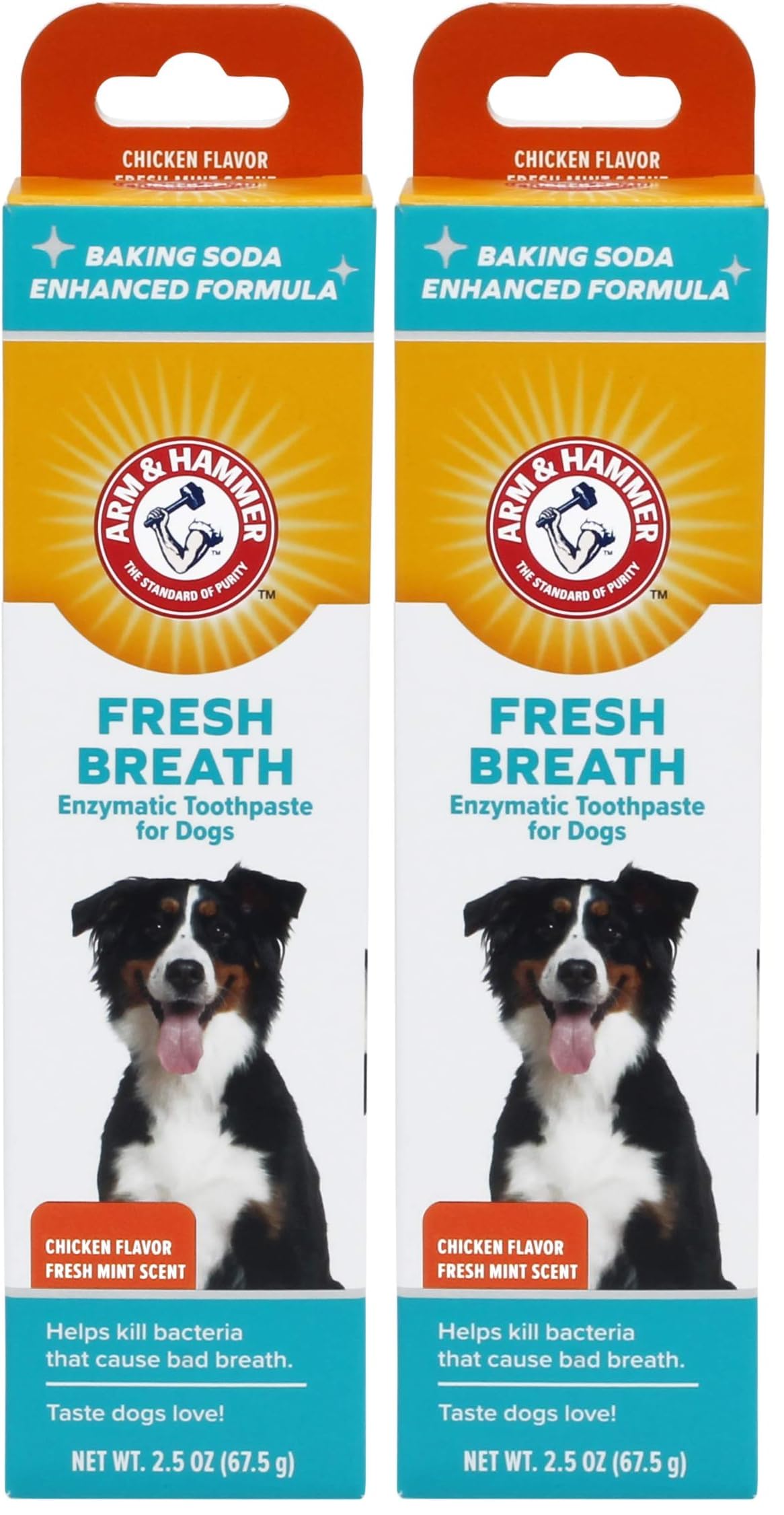 Arm & Hammer for Pets Dental Enzymatic Toothpaste for Dogs | No More Doggie Breath | Dog Toothpaste Safe for All Dogs and Puppies, Advanced Care, Chicken Flavor 2.5 Ounce (Pack of 2)