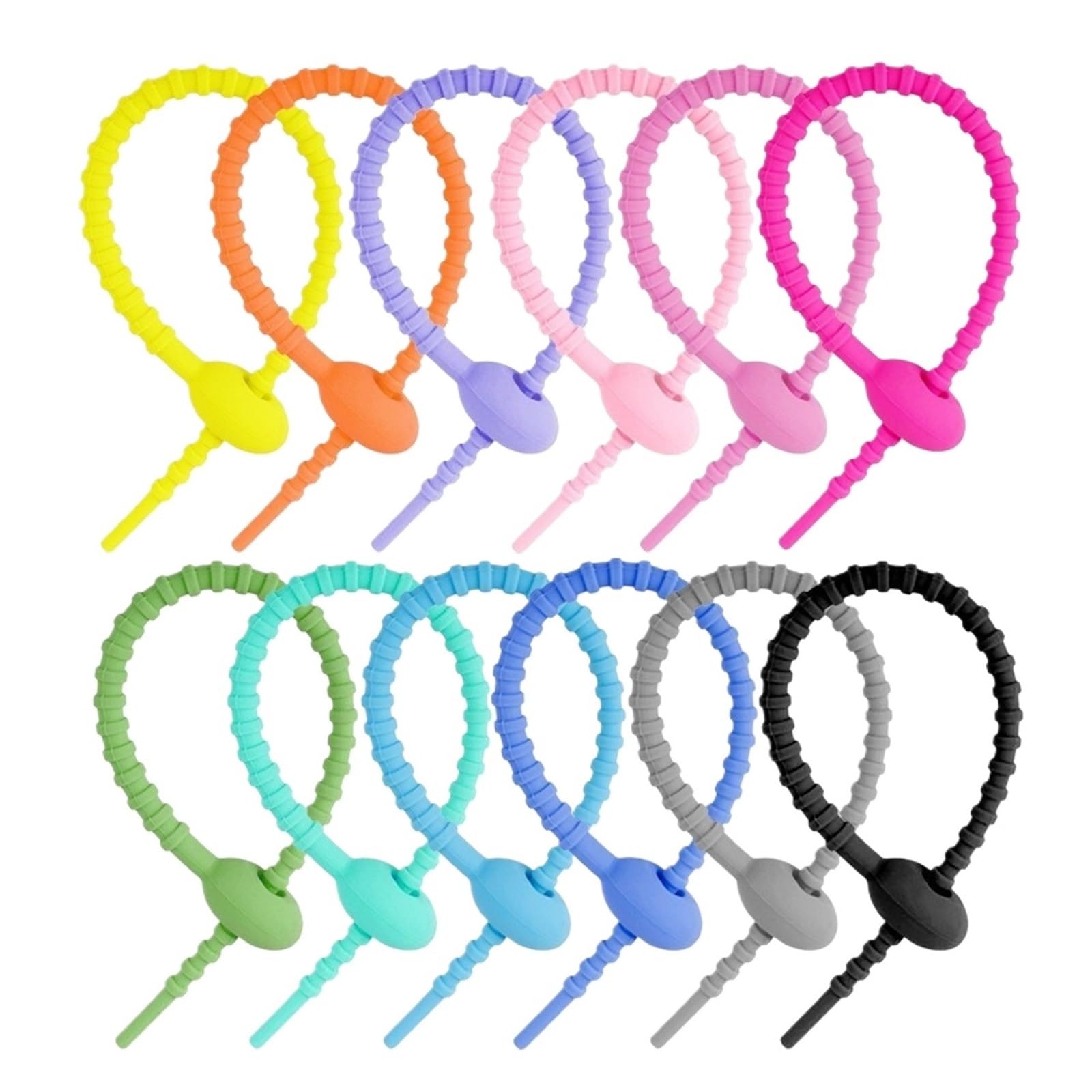 Datenkabelbinder, wiederverwendbar, Silikon, Kabelwickler, Aufbewahrungshalter, Kabelhalter, Tasche, Clip, Befestigung, Datenleitung, Universalbinder für Kabelorganisation (215 mm, Rosa), 100 Stück