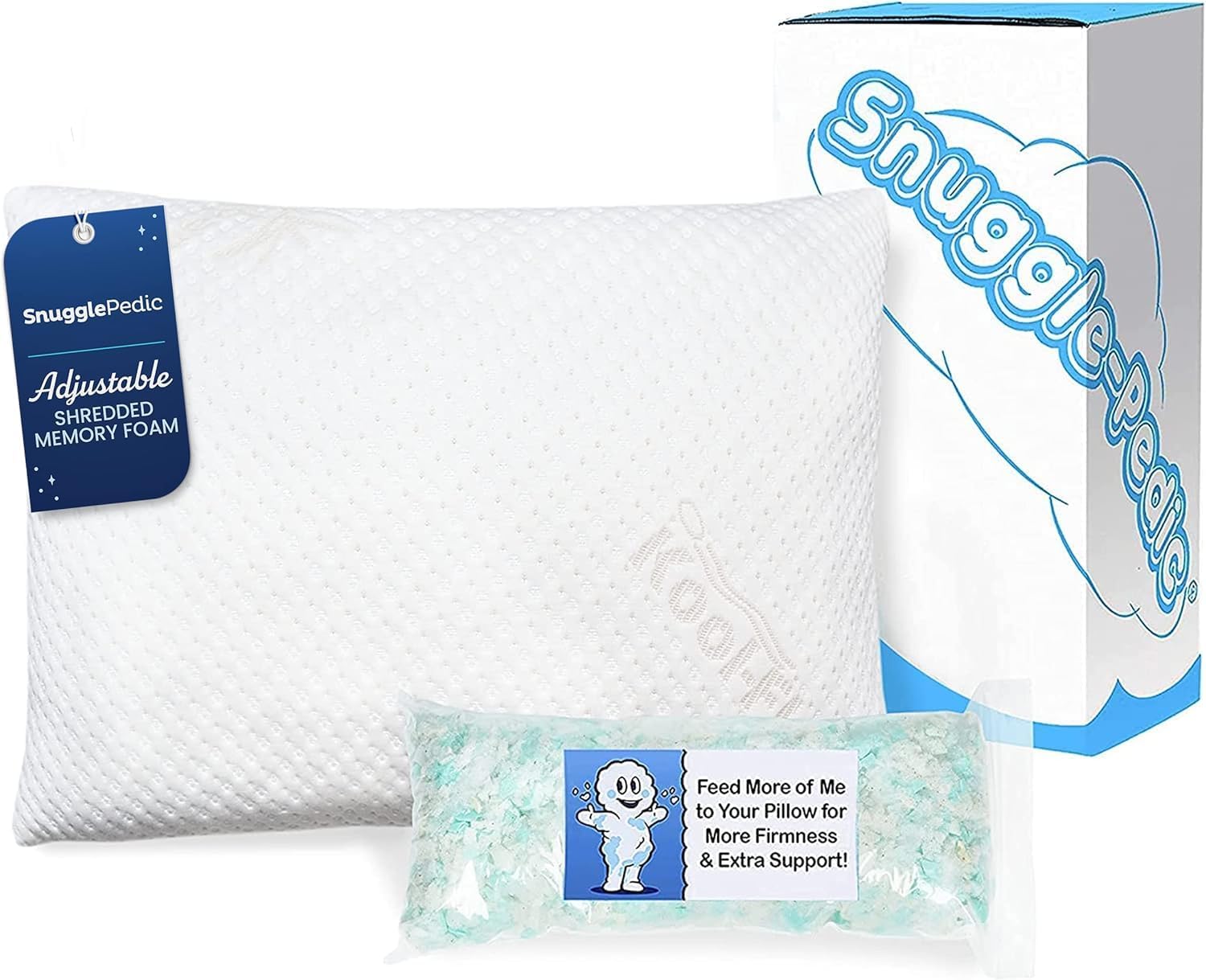 Snuggle-Pedic Standard Bamboo Shredded Memory Foam Pillow with Kool-Flow Micro- Vented Cover by Snuggle-Pedic