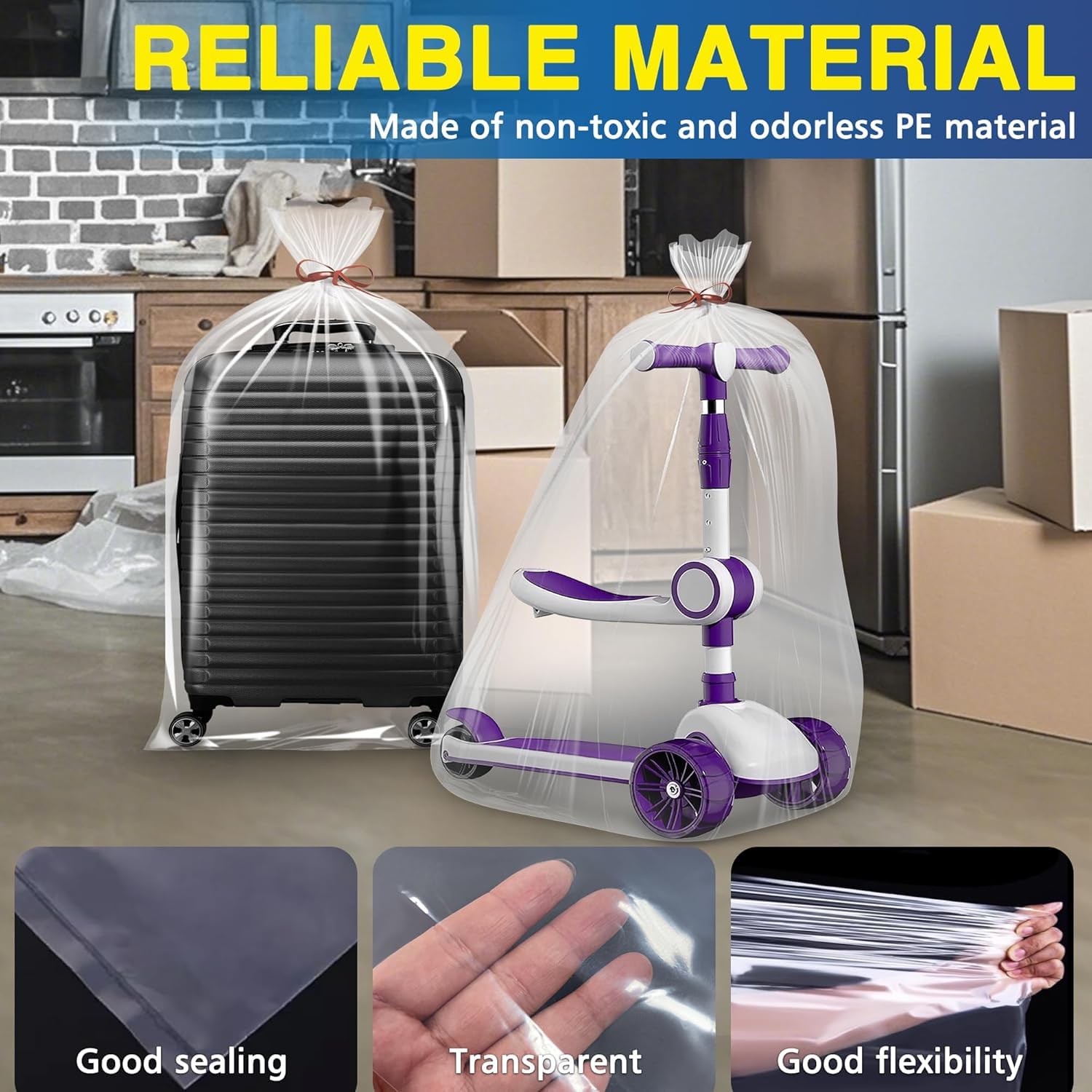 RAAHII 10 piezas de plástico transparente de gran tamaño para equipaje de viaje, a prueba de polvo, funda protectora para almacenamiento de almirah (10)