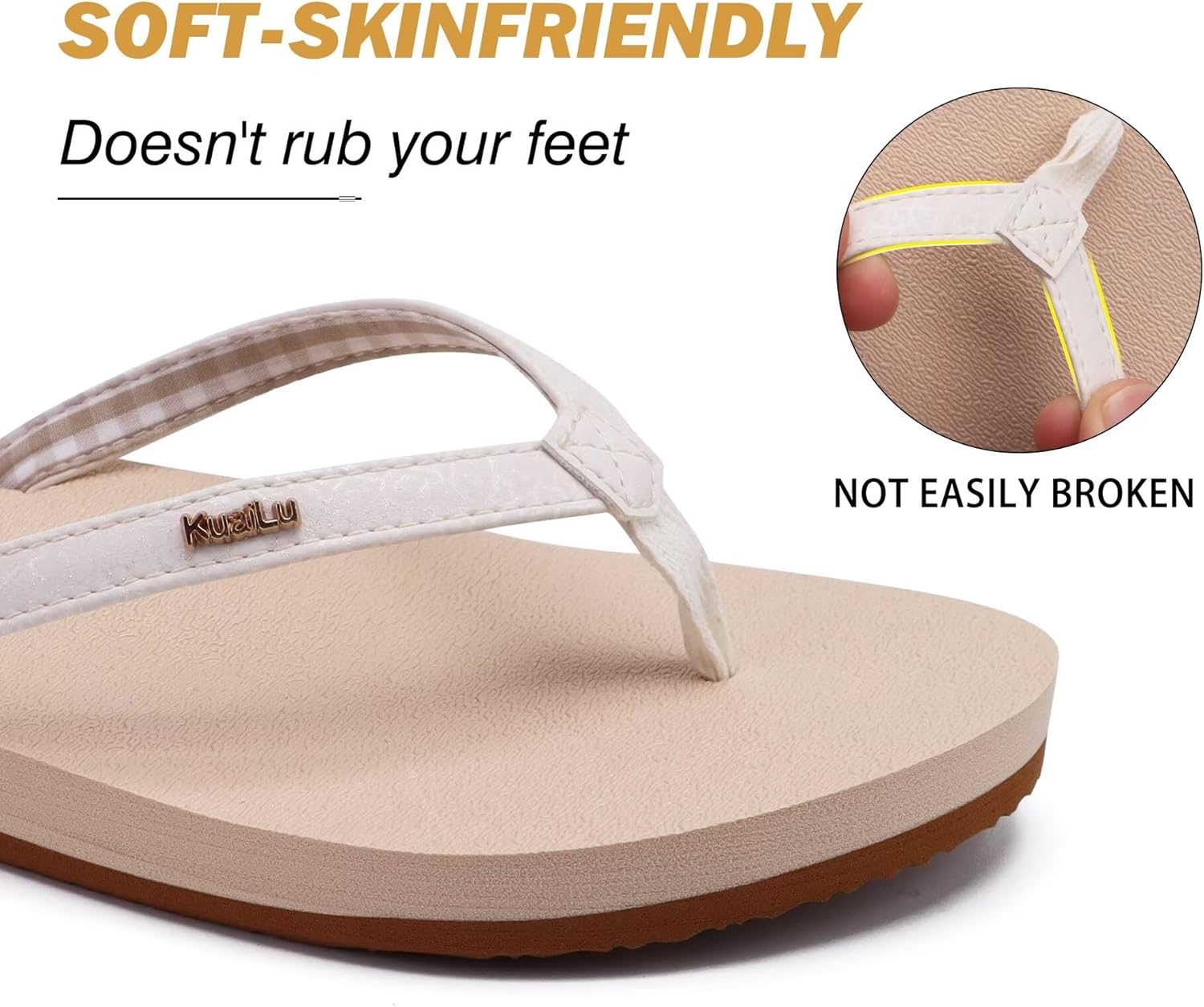 KuaiLu Womens Arch Support Flip Flops Comfortable Yoga Mat Slip on Summer Beach Walking Thong Cushion Sandals - Image 6