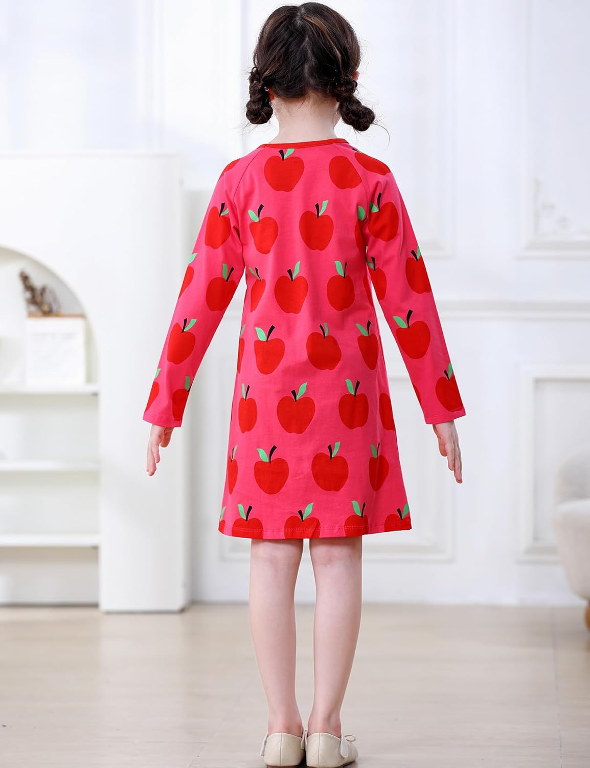 Hongshilian Girls Cartoon Dress Applique Party Dresses Casual Jersey Cotton Long-Sleeved - Image 5