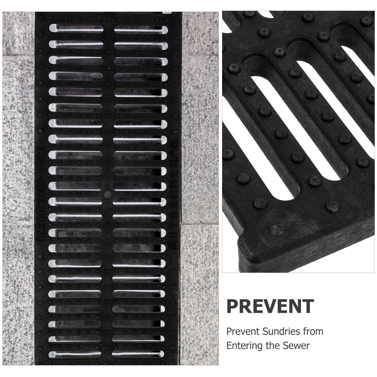 Wymienna pokrywa odpływowa wykopu z żywicy 500 x 200 x 20 mm - plastikowy ruszt kanalizacyjny do zewnętrznych rozwiązań drenażowych i kanału zarządzania wodą deszczową