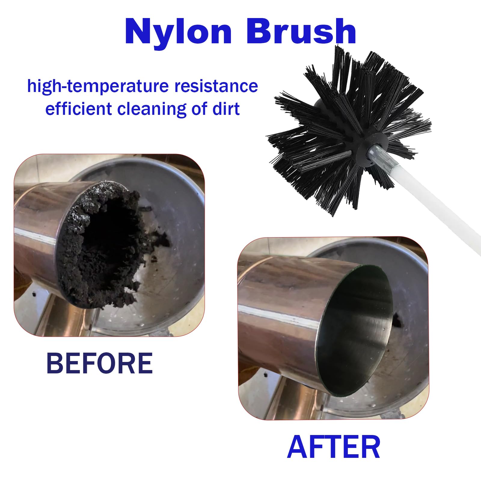Chimney Cleaning Brush Kit, 15 Flexible Rods with 100mm Nylon Rotary Brush for Fireplace Dryer Vent & Flue - Image 4