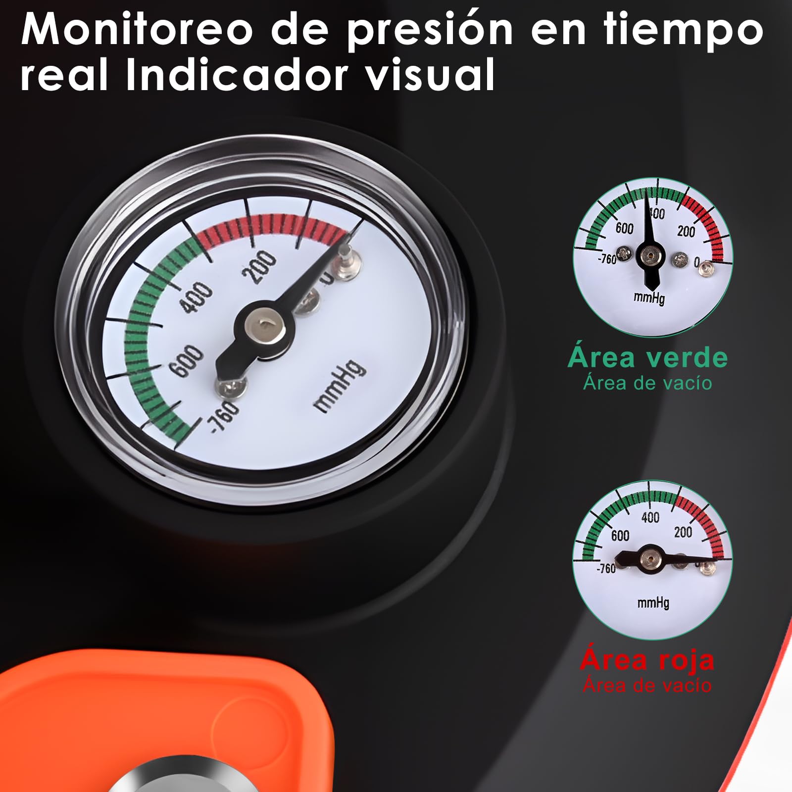 GuKKK Ventosas para Cristal con Manómetro, 2 Ventosas para Azulejos de 8 ", Elevador de Qzulejos Vacío, Capacidad de Carga Máxima de 200 kg, Ideal para Levantar Cristales, Mármol y Cerámica