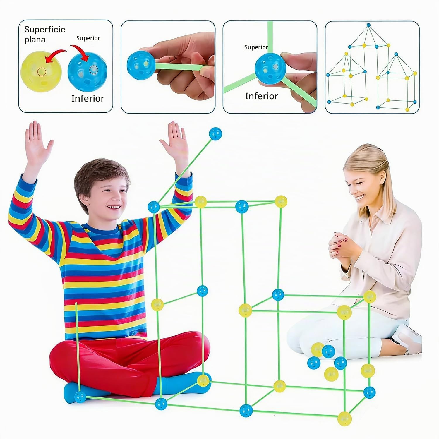 Kit de Construcción de Fuertes, Construcciones, 175 Piezas Que Brillan En La Oscuridad Air Forts Constructor de Regalo Adecuado para Adolescentes
