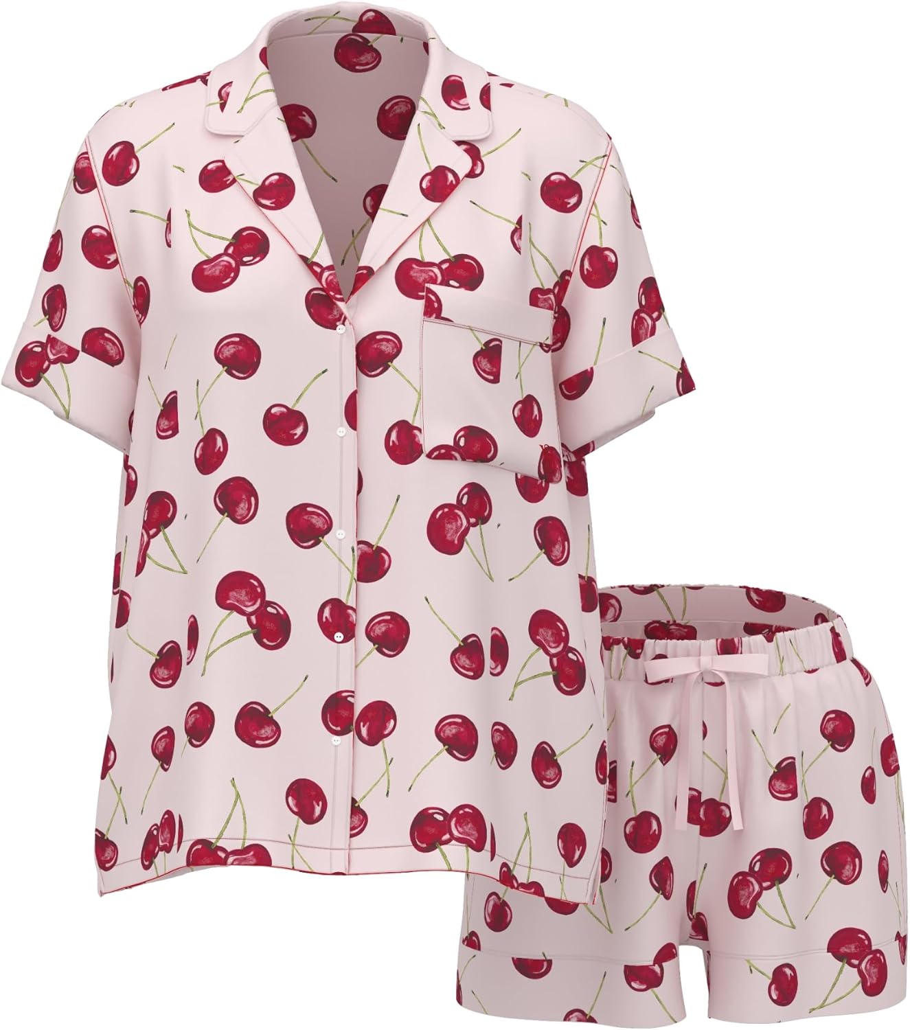 Victoria's Secret Satin Pajama Set, Short Sleeve Button Down Shirt & Shorts, Sleepwear for Women (XS-XXL) - Image 3