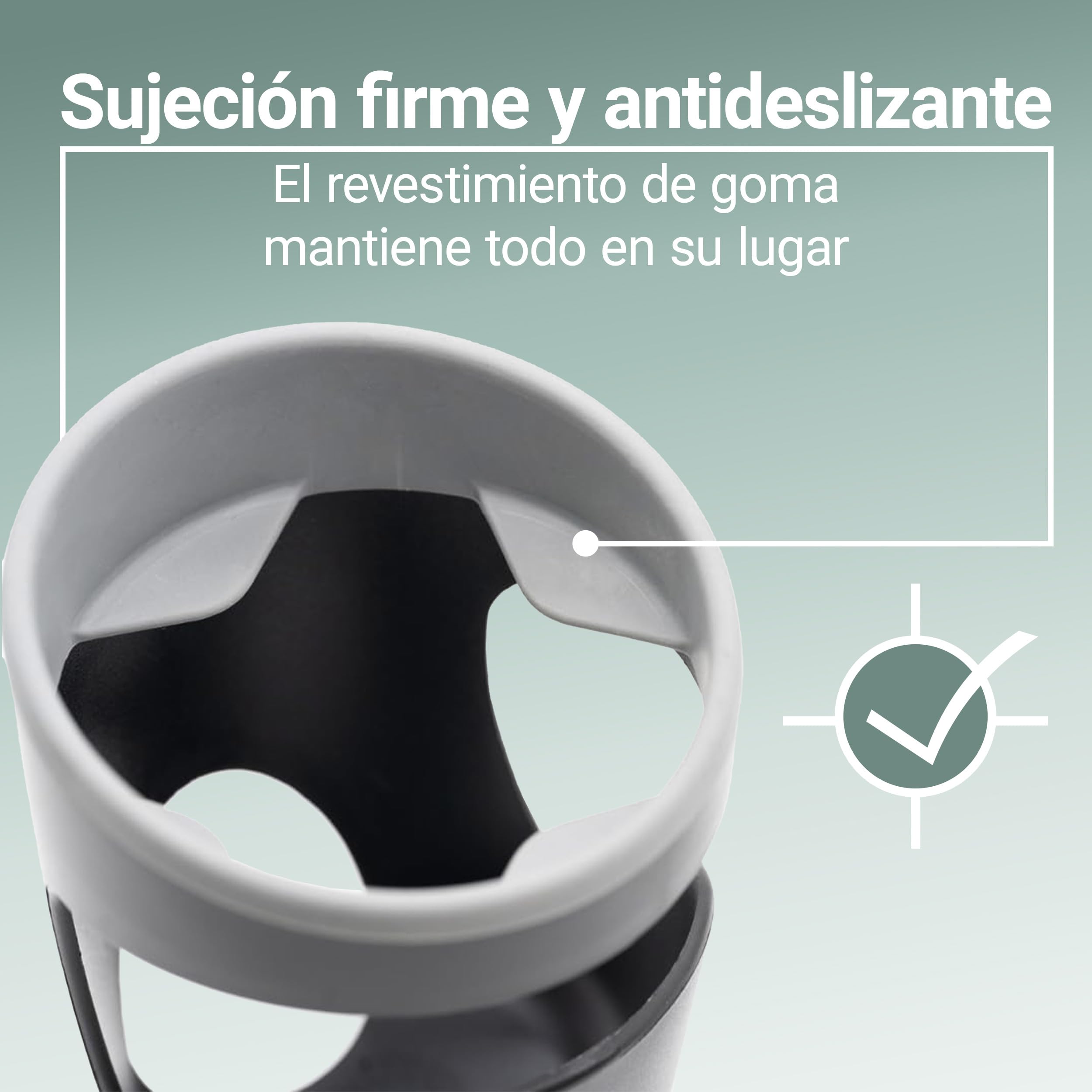 Zamboo Portavasos Universal para Carrito de Bebé – Soporte Antideslizante para Bebidas y Biberones – Ajustable y Fácil de Instalar – Accesorio para Silla de Paseo y Cochecito - Negro/Gris