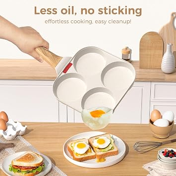 YASHE 4 Cup Nonstick Egg Pan, Induction Ready, Non-Toxic Egg Frying Pan | Granite Breakfast Skillet for Eggs Pancakes Burgers Omelette, PFOA Free, Compatible for All Hobs