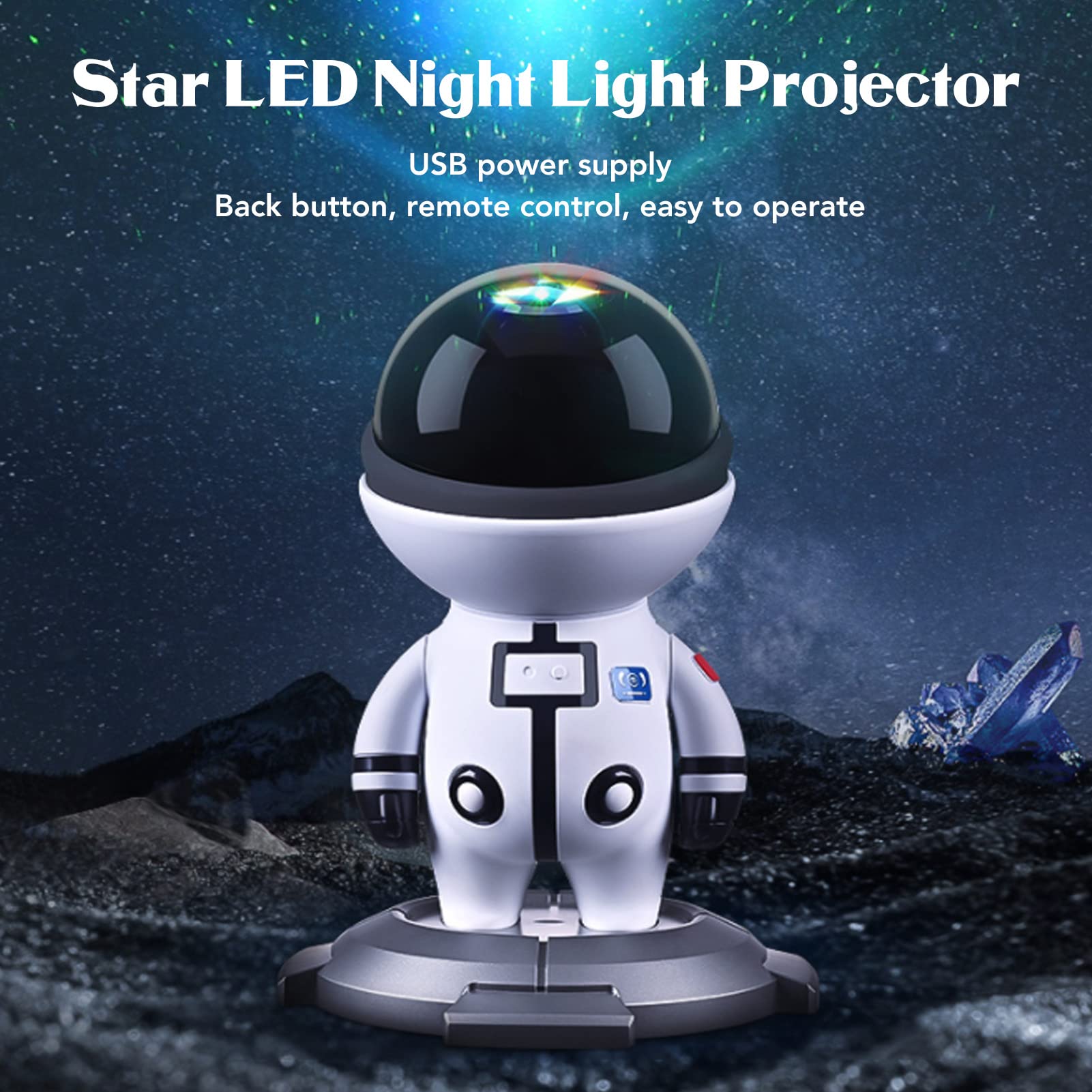 Proyector De Luz Nocturna LED De Estrella, Lámpara De Proyector De Estrella USB, Luz De Proyección RGB, Regalo De Cumpleaños para Niños(Blanco)