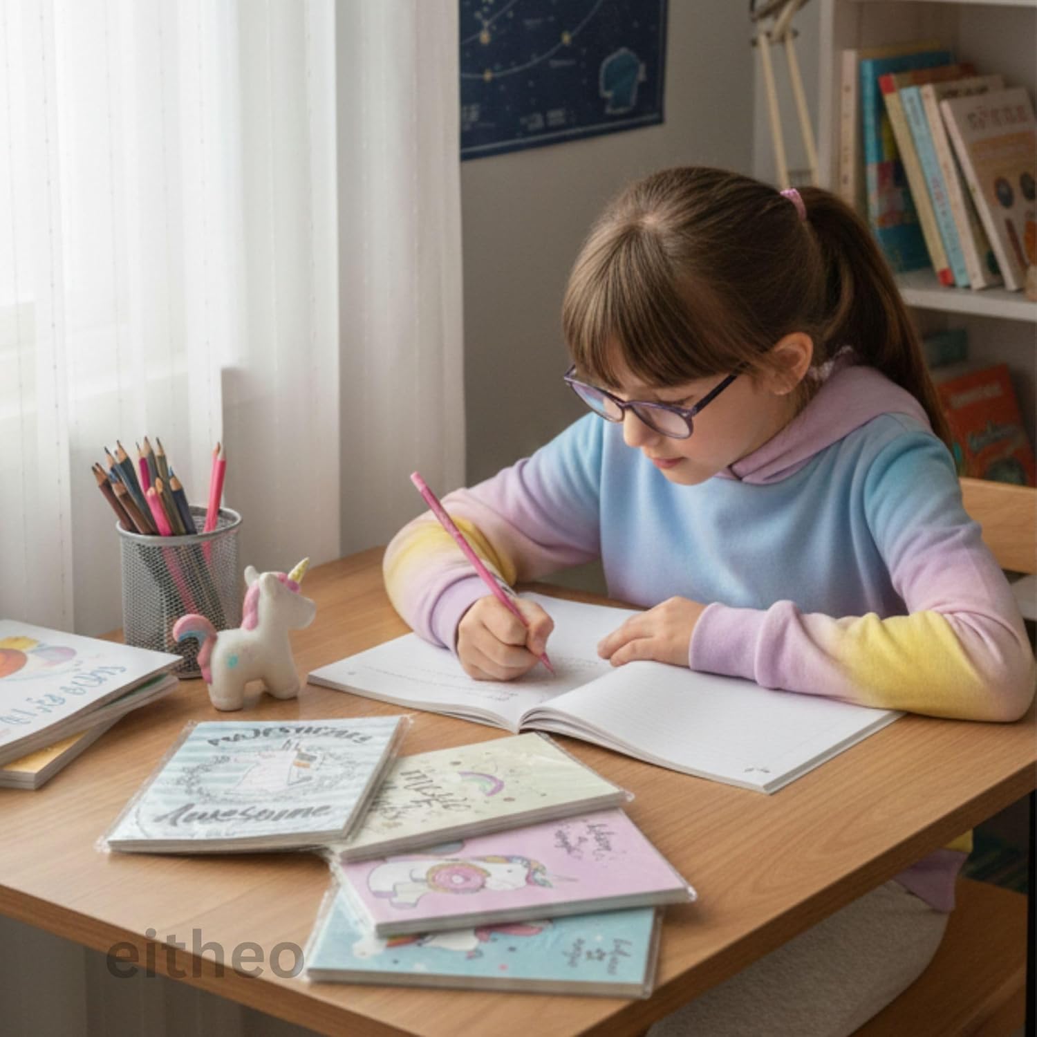 Eitheo Notepad Diary – 25 cm A5 Writing Journal for Kids Study, School & Office Use, Multi-Color Hardcover Notebook for Students & Professionals, Elegant Stationary Gift – Pack of 1