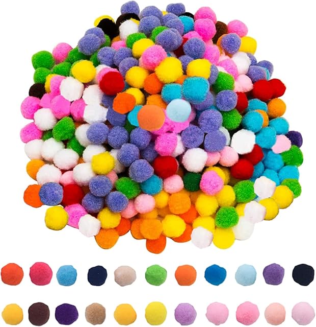 MIVAIUN 1000 Pieces 10mm Pom Poms, Small Pom Poms, Craft Supplies Coloured Pom Poms, DIY Creative Crafts Decorations, Assorted Mixed Color Soft Flutty Mini Pom Poms for Kids Art Crafts (Multicolored)