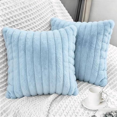 2 Pack 18x18 Pillow Cover Velvet Pillow Covers, Faux Fur