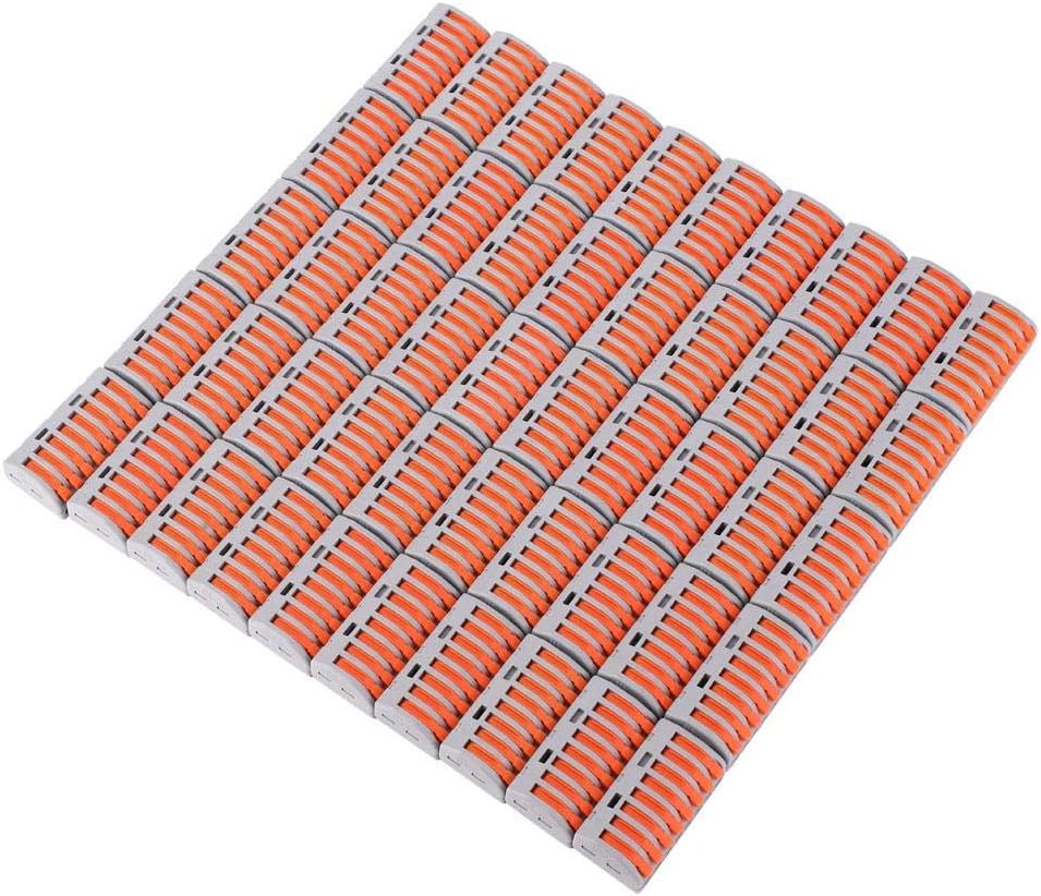 50 Pcs Wire Connectors Lever-Nut Assortment, PCT-218 Quick Wiring Connector Spring Lever Terminal Block, 1 in 7 Out Way Terminal Block (Orange)