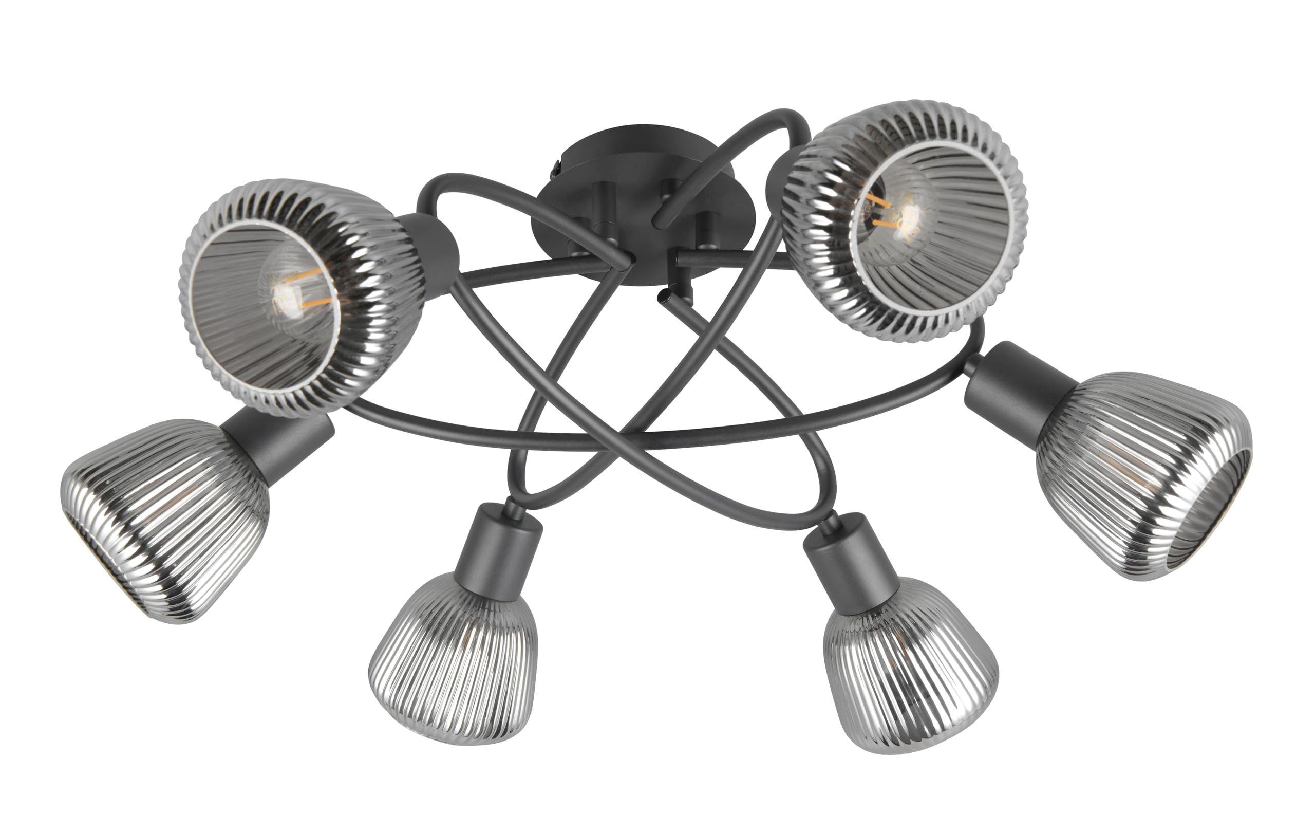 Plafonnier TARIFA pour remplacer un éclairage insuffisant par 6 globes chrome